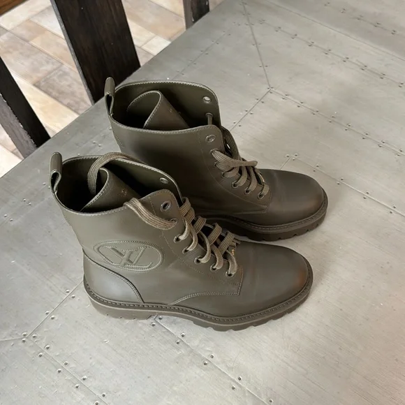 Louis Vuitton green khaki combat military weather boot bootie sz 38 with box - Picture 3 of 10